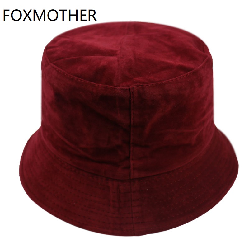 Foxmom chapéu de veludo em cor sólida, chapéu caçamba preto e branco para outono e inverno, masculino e feminino