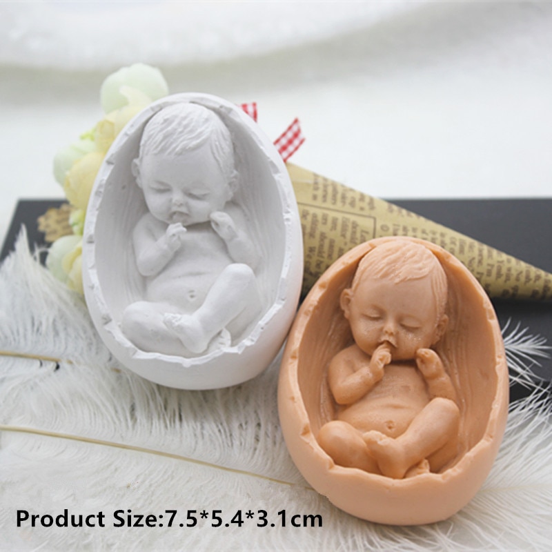 Ovale Vorm 3D Slaap Baby Siliconen Zeep Mal Fondant Cake Diy Bakvorm Kaars Vorm Gips Aromatherapie Mold Zeep Maken