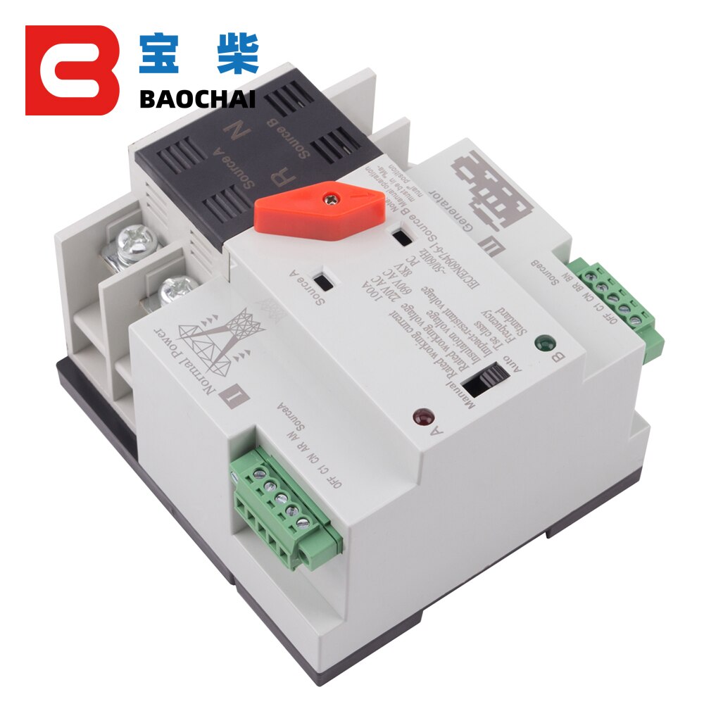 W2R 2P 100A 220V Mini ATS Power Automatische Omschakeling Elektrische Selector Smart Switches Controller generator deel