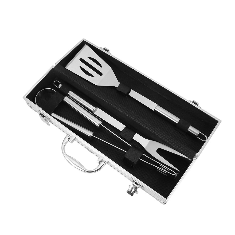 3PCS Stainless Steel BBQ Tools Set Barbecue Grilling Utensil Accessories Camping Outdoor Cooking Tools BBQ Grill Utensil Set