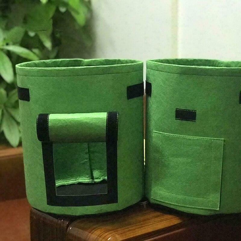 DIY Potato Planting Bucket Potato Grow Bag Nursery Tomato Plant Felt Grow Flower Fabric Grow Pot Non-woven Seedling Bags: green S