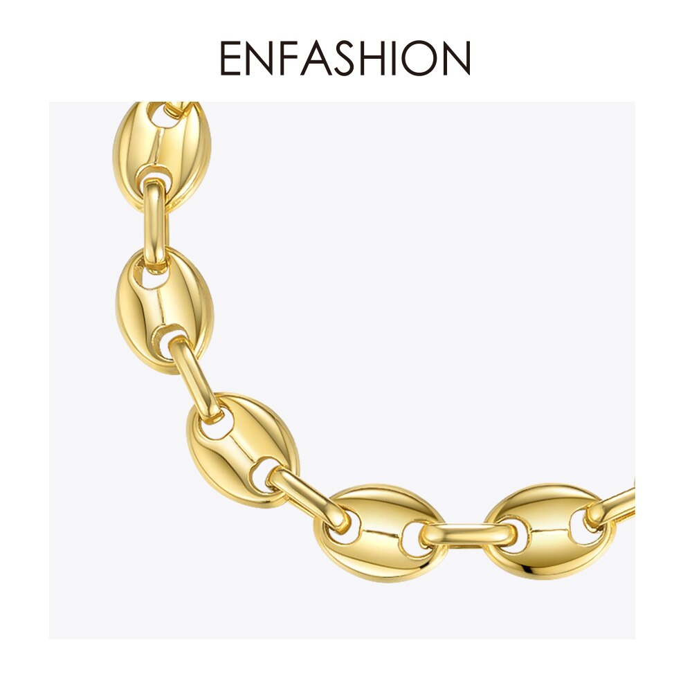 ENFASHION Punk Coffee Beans Link Chain Bracelets For Women Stainless Steel Gold Color Hip Hop Bracelet Rock Men Jewelry B192070