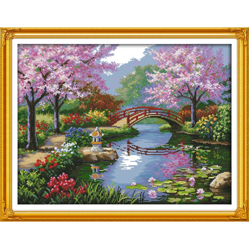 Joy Sunday Scenery of Park chinese Cross stitch print on canvas DMC Scenery cross stitch embroidery cross stitch kit Home decor