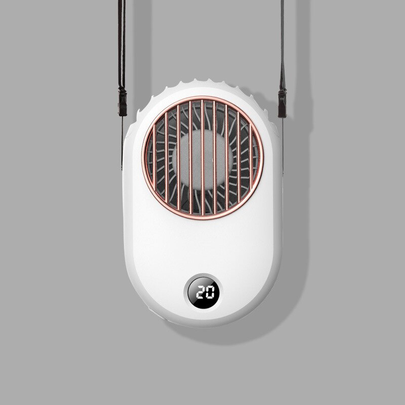 Hals hængende mini ventilator rejser udendørs bærbar ventilador desktop lille ventilator luftkøler sommer håndholdt ventilator ventilator: Hvid