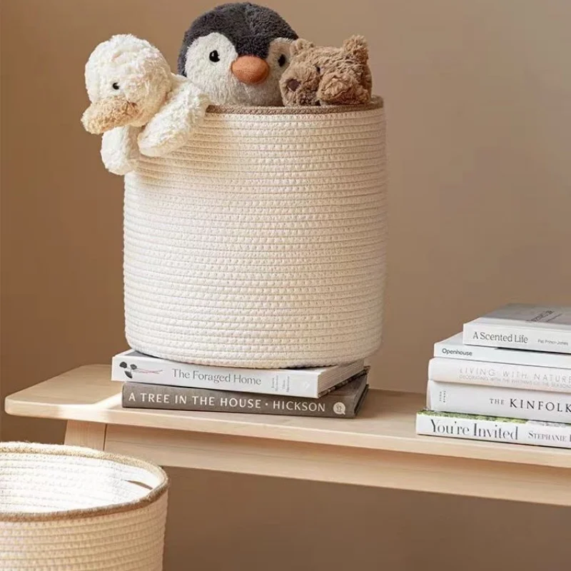 2-Delig Macramé Handgemaakt Luxe Opbergmandjes - Badkamer Opbergbak Organizer Kinderkamer Opberg Mand Voor Speelgoed Keuken Opbergbak Opbergsysteem Bureau Opbergdoos Wit
