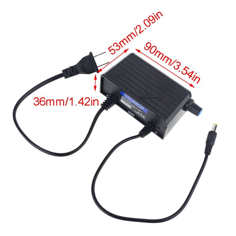 US Plug AC 100-240V to DC 12V 2A LED Light Fan Speed Control Dimmer ON OFF Switch Power Adapter Supply Charger