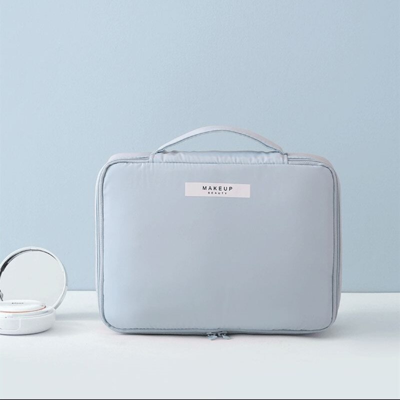 Borsa per trucco per donna articoli da toeletta Organizer custodia da viaggio impermeabile custodia per cosmetici portatile di grande capacità femminile: L Blue