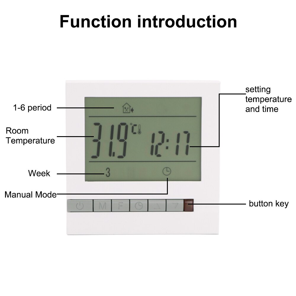 Batterij Aangedreven Verwarming Thermostaat Voor Gas Boiler 3A Wekelijkse Programmeerbare Temperatuurregelaar Warme Vloer Controller( 1Pc)