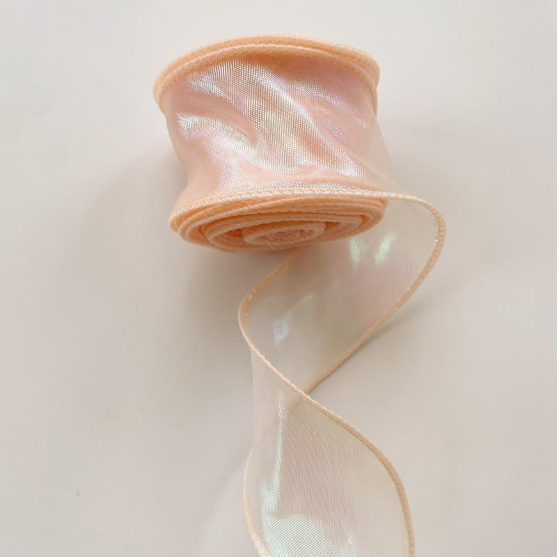 Cinta de Organza de seda con borde ondulado de arcoíris, Material de lazo, cintas de encaje, adorno para el pelo, tela de costura, decoración de ropa, 4CM/10 yardas: Opaco