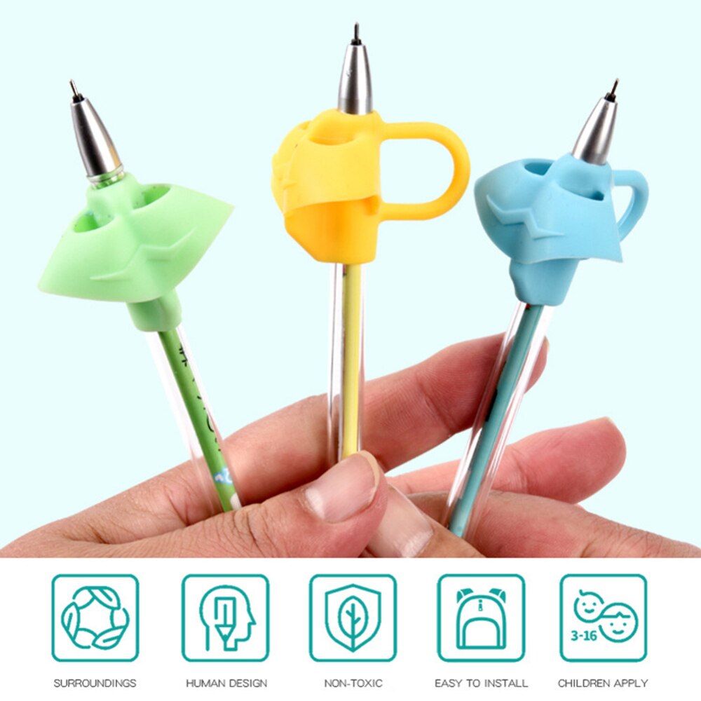 6pcs Silicone Pen Holder Grips Handwriting Aid Grip Trainer Posture Correction Finger Grip Student Children Writing Tools