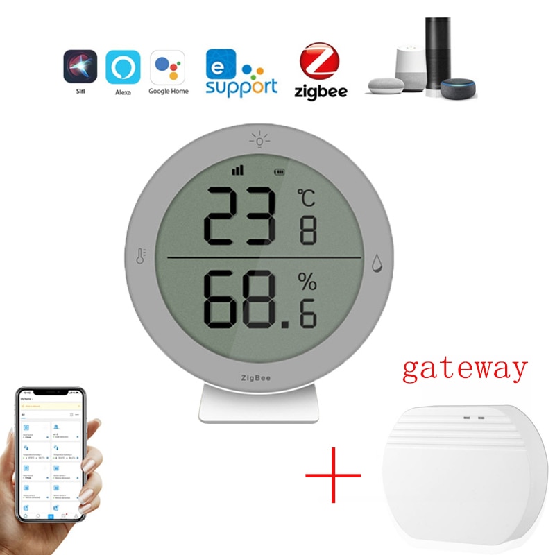 Tuya ZigBee3.0 Temperature And Humidity Sensor Smart Home With Gateway Battery Powered Zigbee Sensor With LCD Screen Display