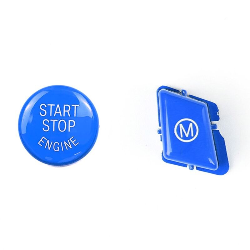Juego de botones para volante de coche, accesorio para Modelo M con botón de arranque y parada del motor, para bmw-3 Series M3, E90, E91, E92, E93, años 2007 a , 1Set: Azul