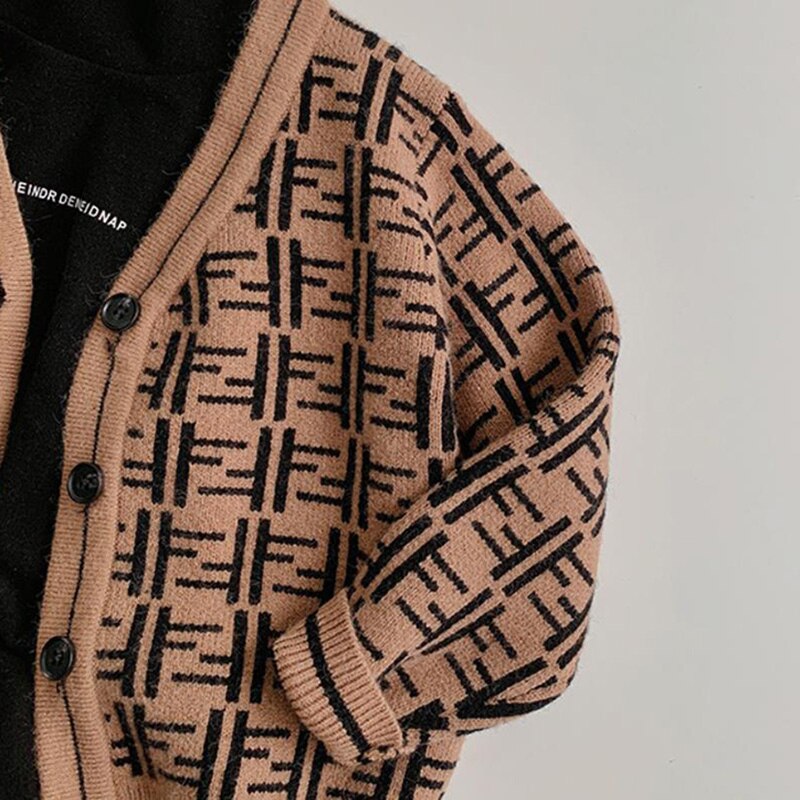 Crianças camisola de malha de manga longa roupa das crianças listrado jaqueta menina camisola de algodão menino camisola meninos meninas cardigan por 3-8 anos