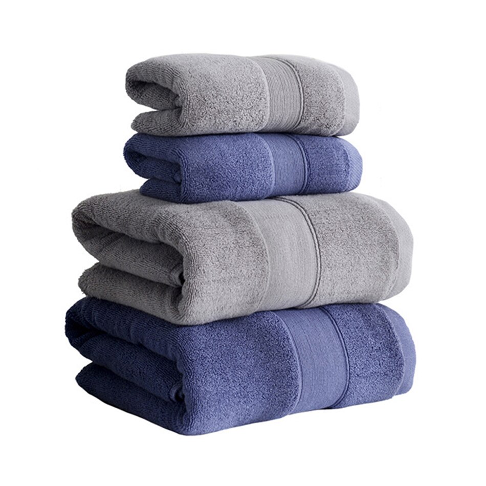 Turkish Genuine Cotton Towel, Includes Bath Towels(27.5 x 55 Inches), Hand Towels(13.5 x 30 Inches), 600 GSM,Grey Or Blue