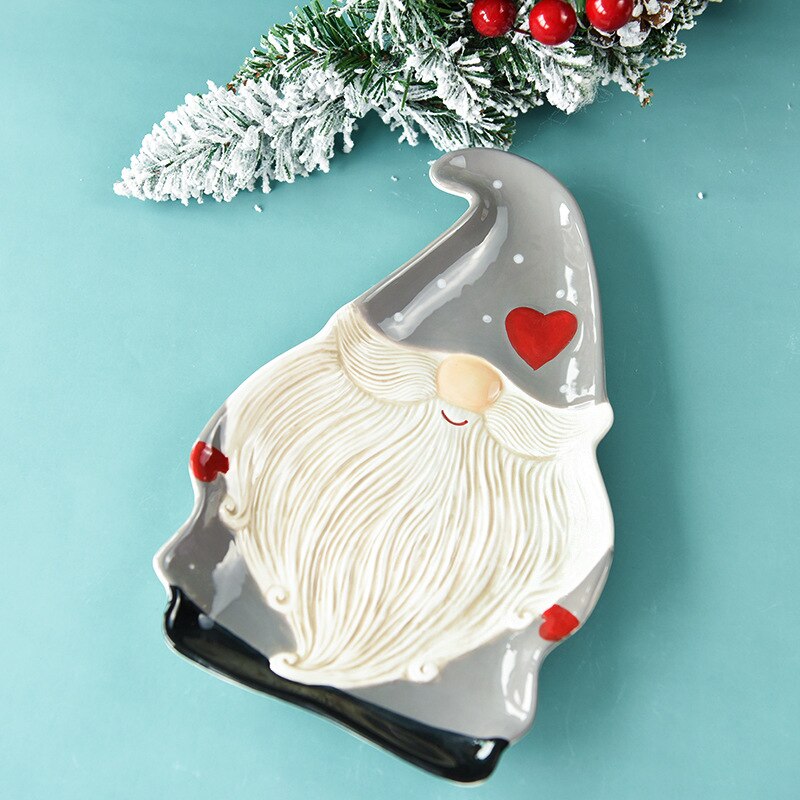 Christmas Plates Ceramic Dinner Plates Household Tableware Food Dining Plates Afternoon Tea Dessert Tray Kitchen Supplies: Shallow dish