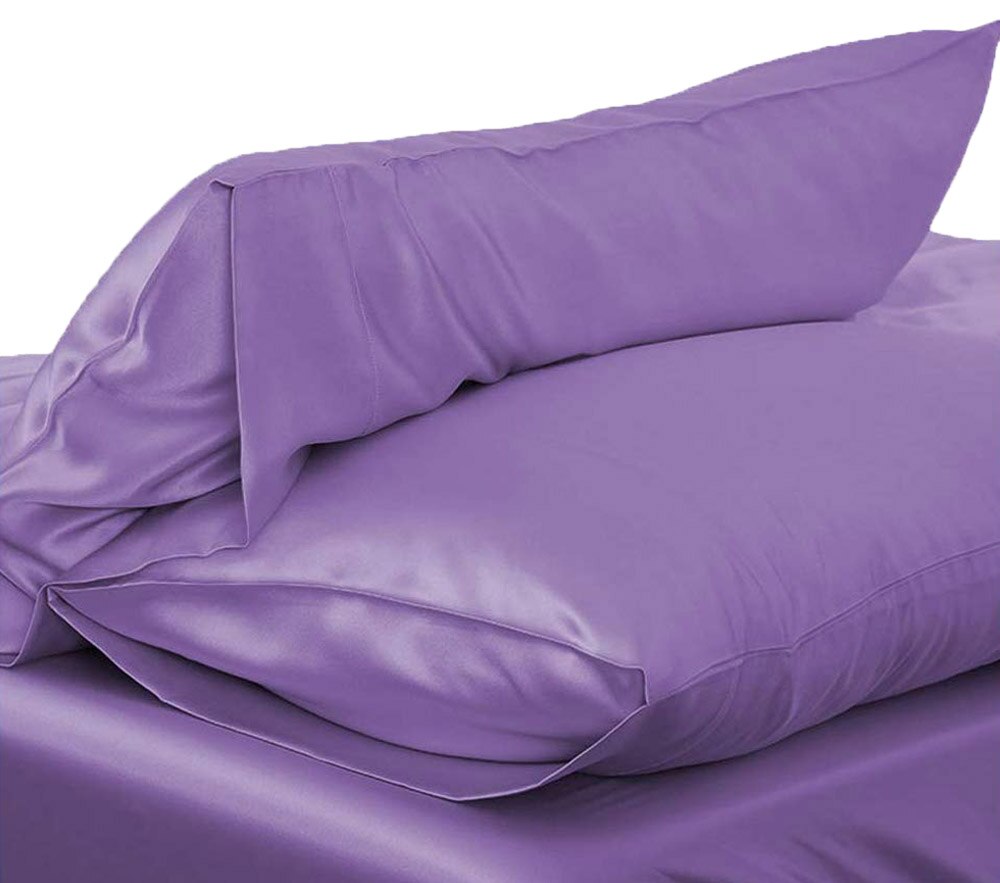 1pc 51*76cm baby sengetøj luksus silkeagtigt satin pudebetræk pudebetræk ensfarvet standard pudebetræk pudebetræk: Lilla