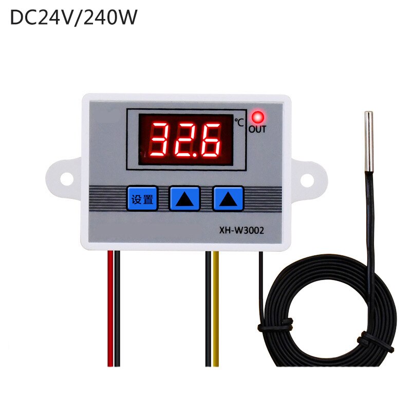 Xh -w3001/w3002 10a 12v 24v 220v digital led temperaturregulator til inkubator køling varmekontakt termostat ntc sensor: 24v 240w w3002