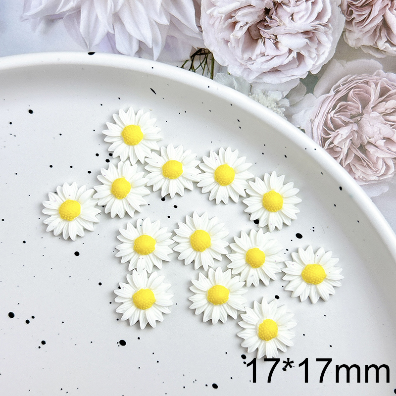 50 Uds. De Mini dijes de margaritas de resina 3D para uñas, flores blancas, decoración artística de uñas de verano, accesorios de manicura DIY, manualidades: Verde