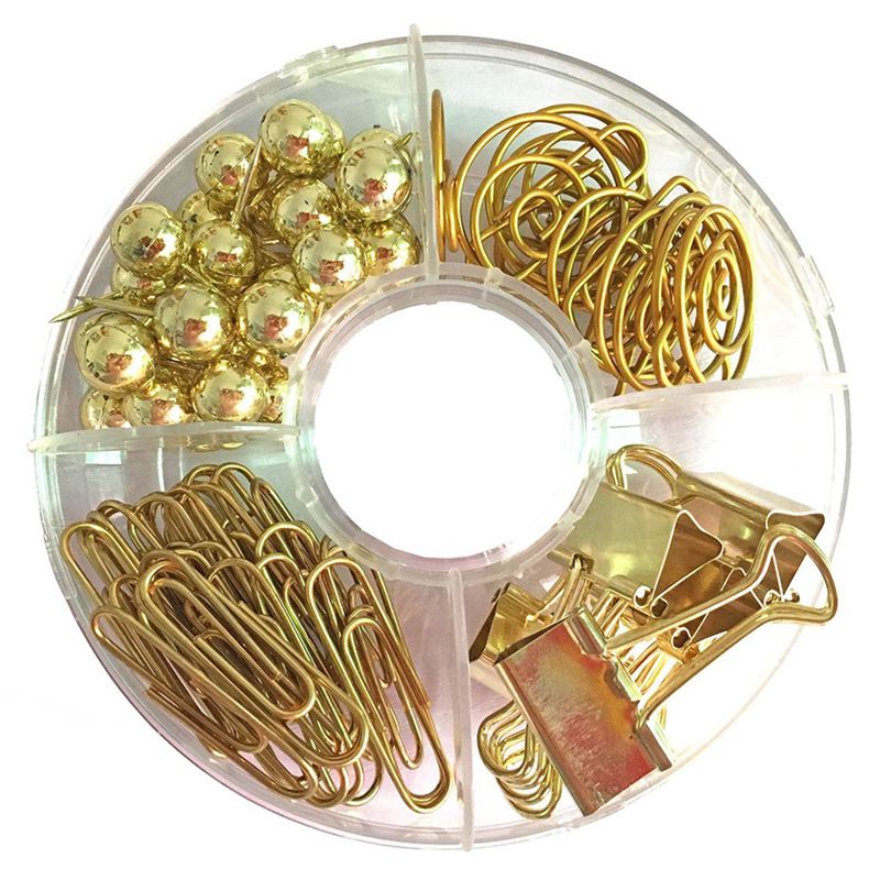 Lot de 65 trombones décoratifs, punaises multi-types, pinces à longue queue, trombone, pince à papier pour l'école, la maison et le bureau (g