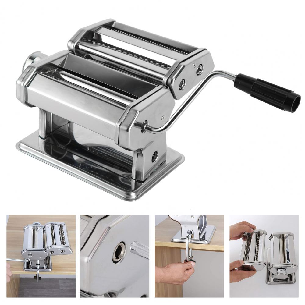 Pasta Maker Double Cutter 6 Adjustable Thickness Stainless Steel Control Washable Adjustable Pasta Maker Machine for Spaghetti