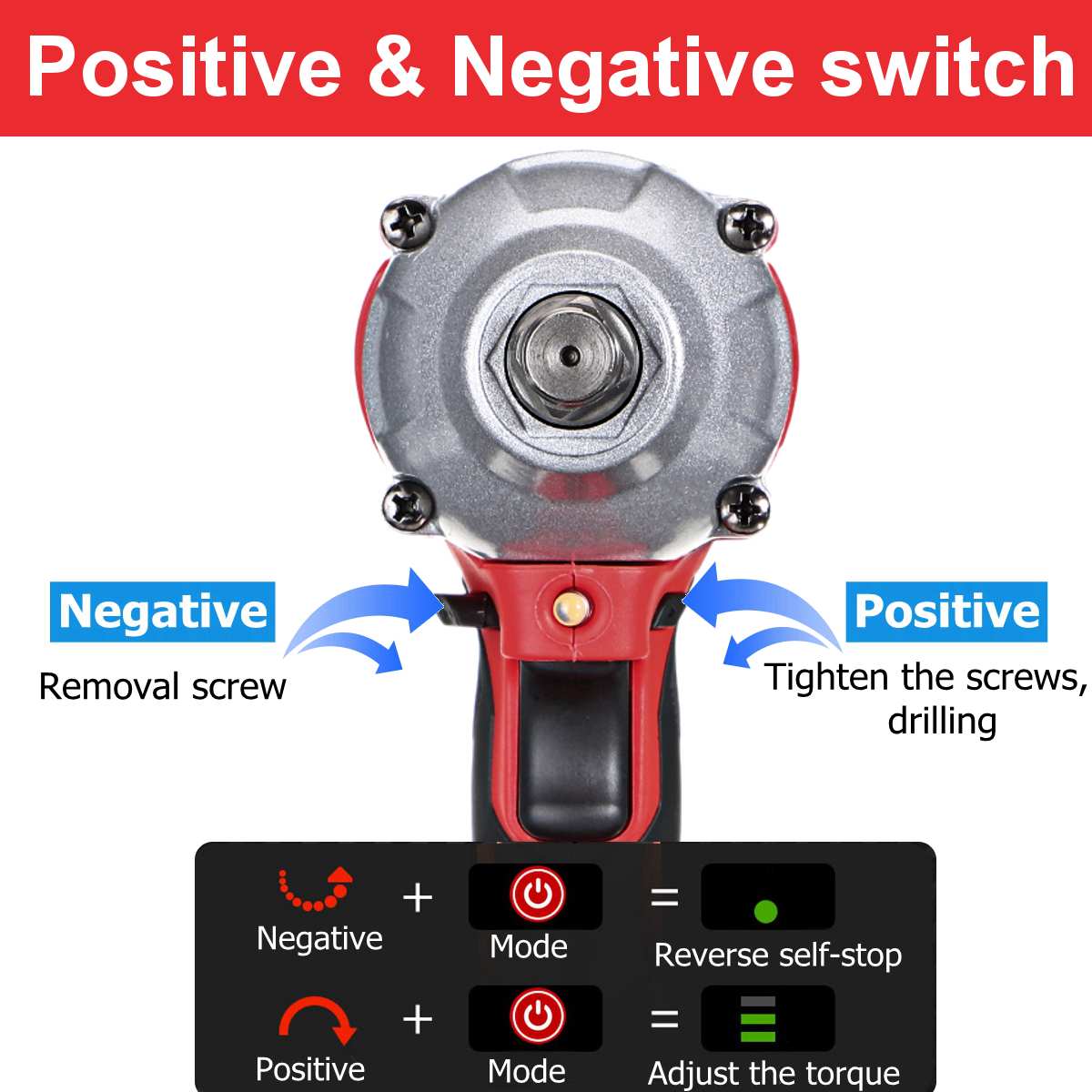18V Electric Brushless Impact Wrench Rechargeable 1/2 Socket Wrench Power Tool Cordless (Without Battery)