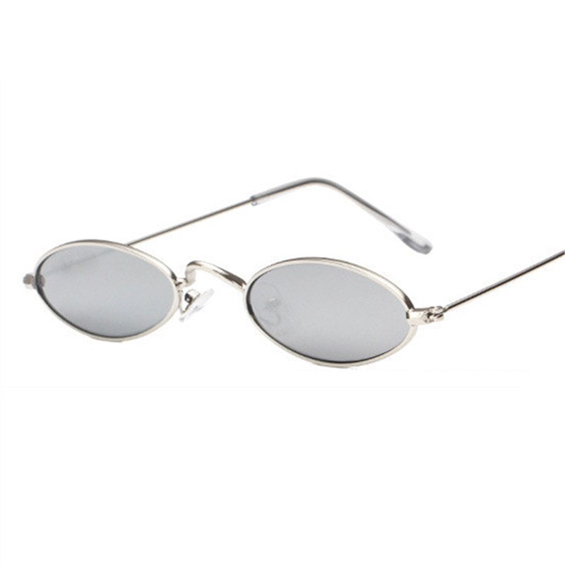 Oulylan retro små ovale solbriller kvinder vintage brand nuancer sort rød metal farve solbriller til kvinder: Sølv