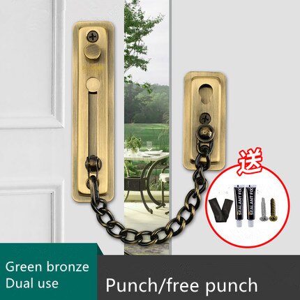 Anti-theft chain door chain thickening door buckle free punching 304 stainless steel safety chain door bolt anti-theft chain: Orange