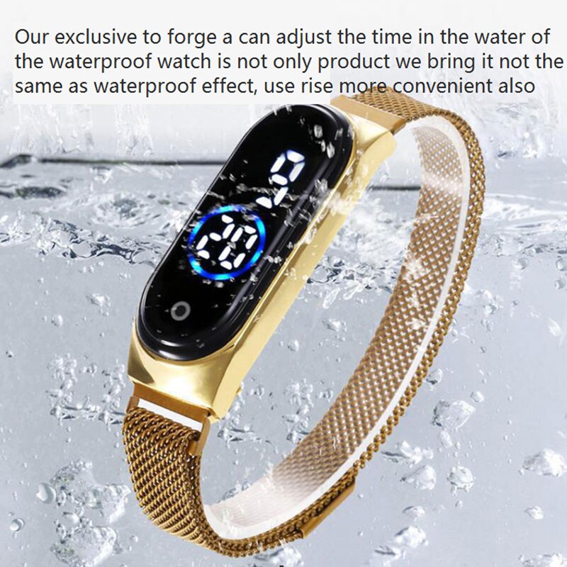 Frauen Uhren Digitale Armbanduhren LED Magnetit Wasserdichte berühren Reis berühren Kontrolle