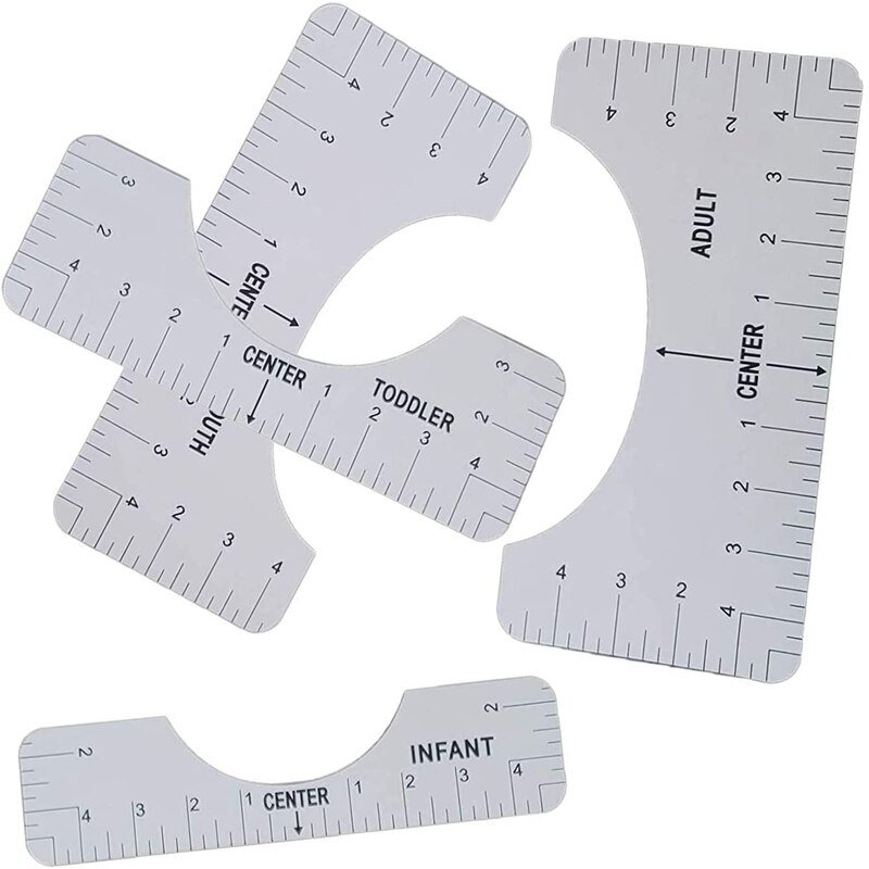 4PCS/SET Tshirt Ruler Acrylic T-Shirt Ruler Guide To Center Designs for Vinyl HTV Alignment Tool