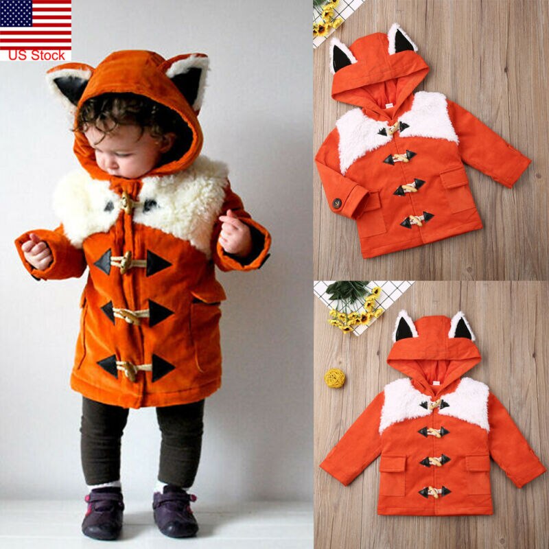 Criança meninas menino 1 t-6 t inverno quente com capuz botão casaco outerwear roupas