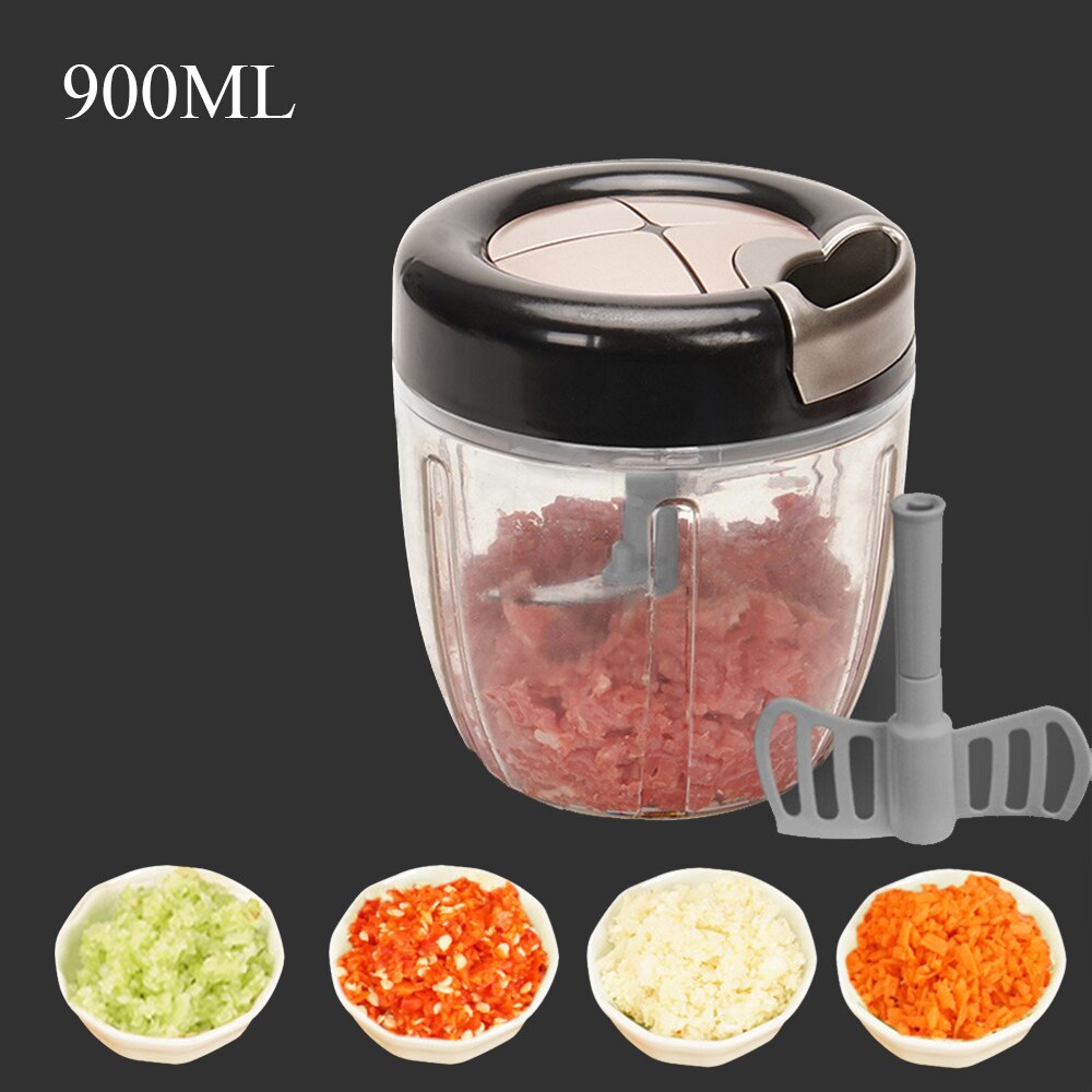 manuel hachoir à légumes Cutter tirer chaîne alimentaire hachoir mélangeur processeur carotte pomme de terre râpe hachoir à viande cuisine Gadget: Black-900ML