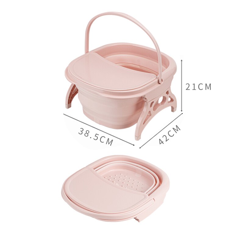 Bañera plegable para pies, con tapa, Sauna, Cubo de masaje espumoso, baño de pies, lavabo portátil plegable, bañera de pies, jacuzzi: Pink
