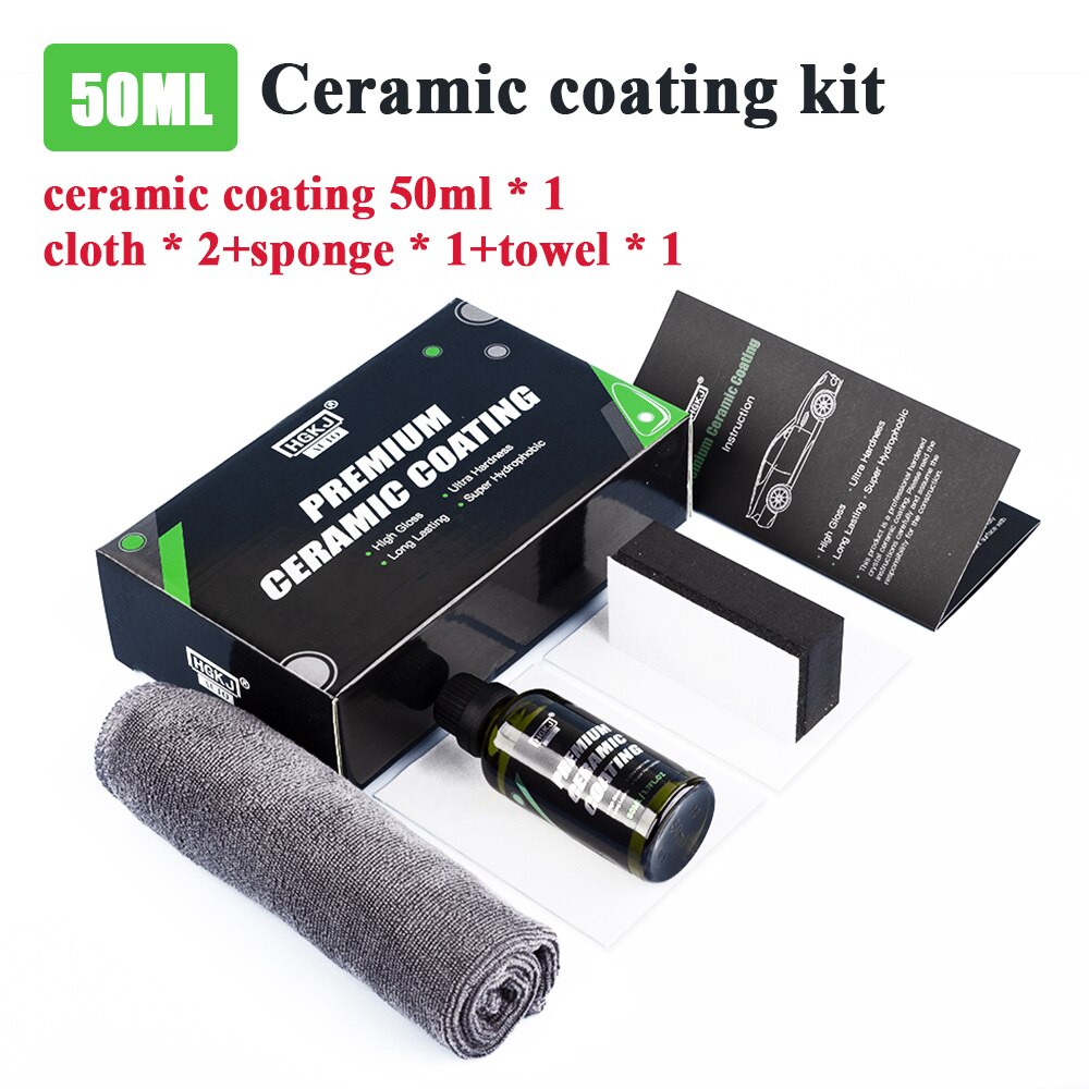 Hgkj 9H Anti-Scratch Auto Ceramic Glass Coat Liquid Hydrophobic Paint Care Super Hydrophobic Glass Coating Set Nano Materials: Ceramic Coating 50ML