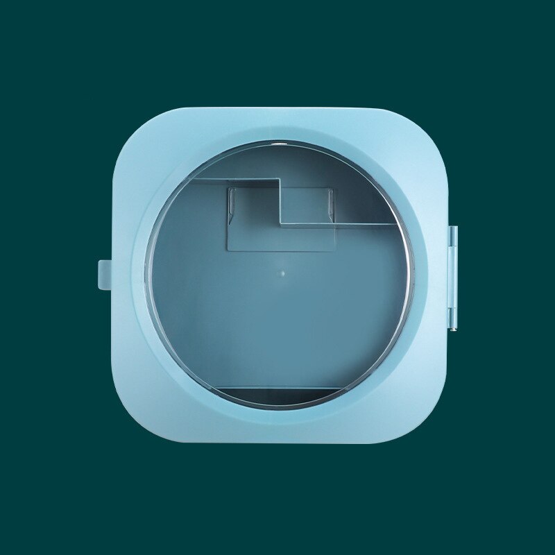 Boîte de rangement murale pour cosmétiques, organisateur de maquillage, résistant à l'eau et à la poussière, support de rangement pour rouges à lèvres, bijoux, poinçon gratuit: Round sea blue