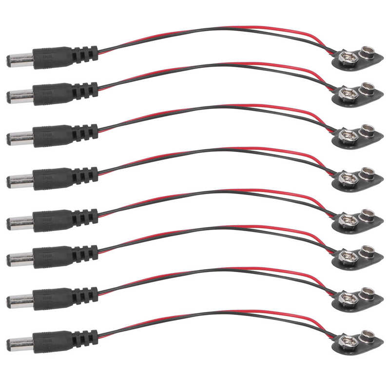 20Pcs Battery Clip Connector 9V Connection Cable Industrial Control Components DC 2.1mm Plug Battery Holder Clip