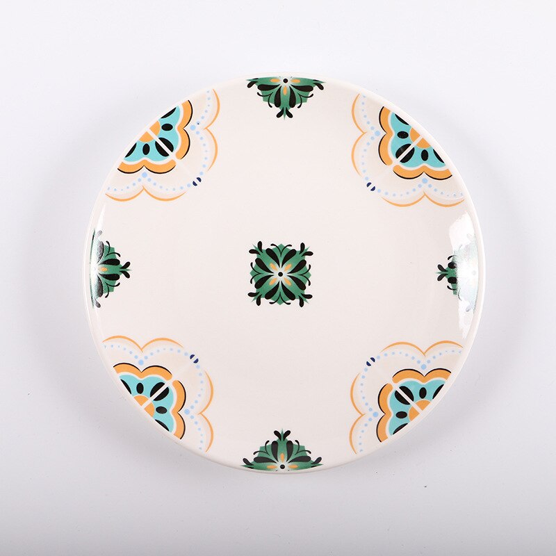 Steak plate Retro ceramic cutlery set Western breakfast plate ceramic shallow plate: A