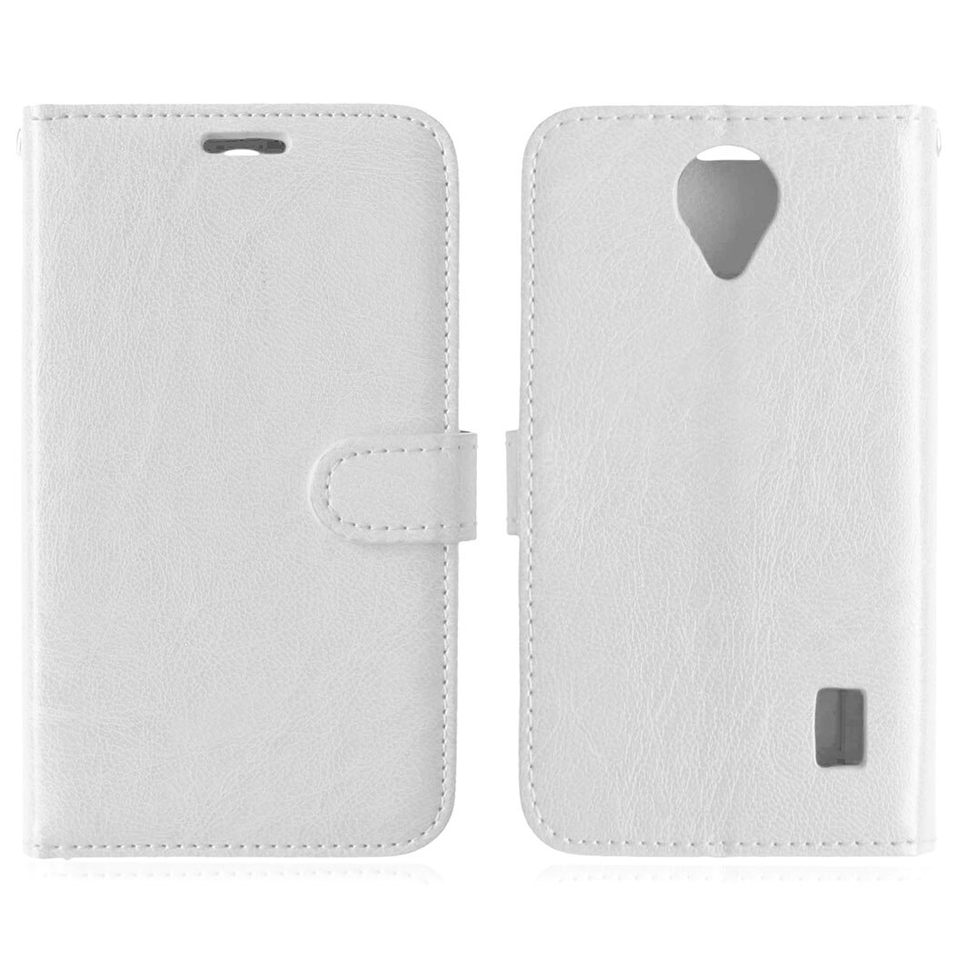 for Huawei Ascend Y635 Case Luxury Flip Wallet Leather Coque for Huawei Y 635 Cover Ascend Y635 Stand Phone Case with Card Slot: White