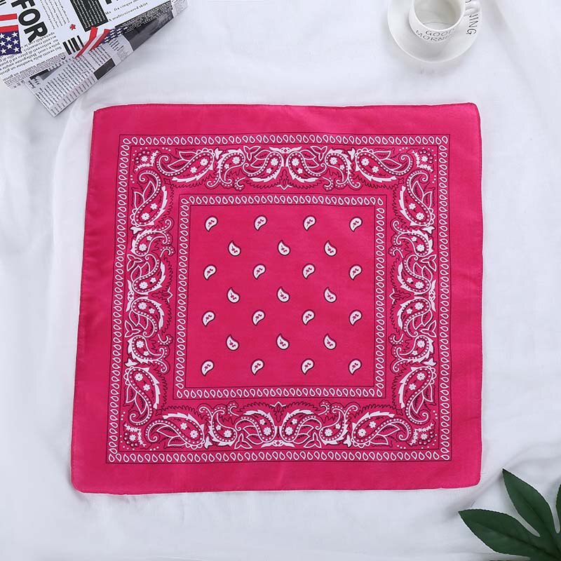 Vintage print bandana til kvinder hårtilbehør hovedtørklæde hovedbeklædning armbånd lomme håndklæde kvinde bandanas pandebånd 55*55cm: Hot pink