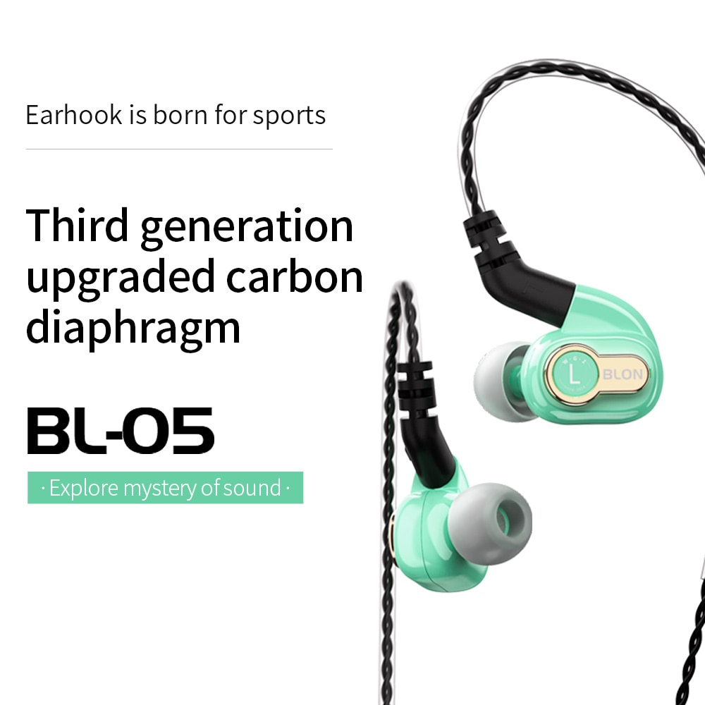 Ak blon BL-05S bl05s com 3rd geração 10mm atualizado diafragma de carbono alta fidelidade dinâmica fone de ouvido com 3.5mm banhado a ouro l plug