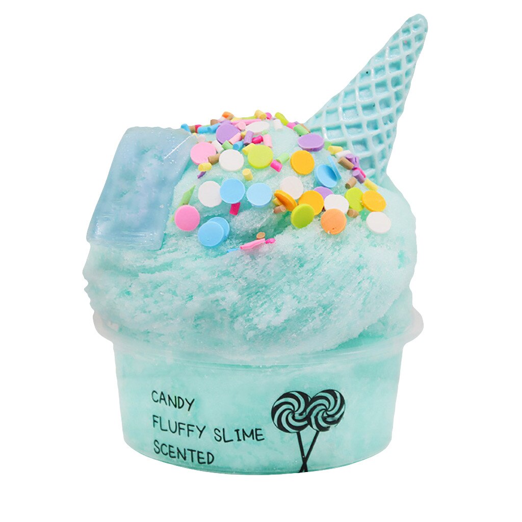 60ml Modeling Cotton Candy Cloud Ice Creamcone Slime Swirl Scented-Clay Doll Toys For Kids Birthday Party Christmas: Green