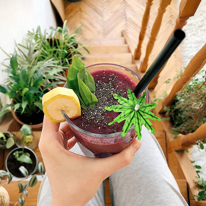 Groene Kokosnoot Boom Tandenstokers Papier Paraplu Tandenstokers Handgemaakte Cocktail Parasol Sticks Voor Cocktail Decoraties