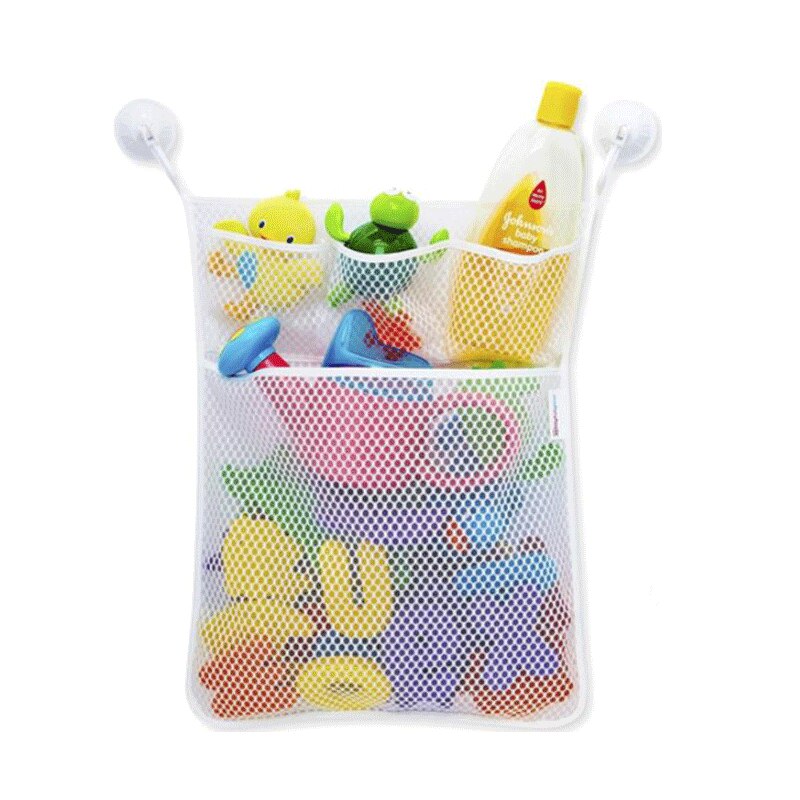 Baby mesh kurv børn baby badekar legetøj opbevaringsnet foldning hængende taske arrangør til badeværelse
