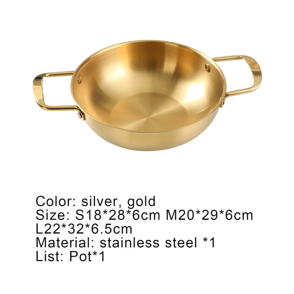 60%HOTNoodle Pan Convenient Double Handle Stainless Steel Frosted Thick Ramen Pan for Kitchen