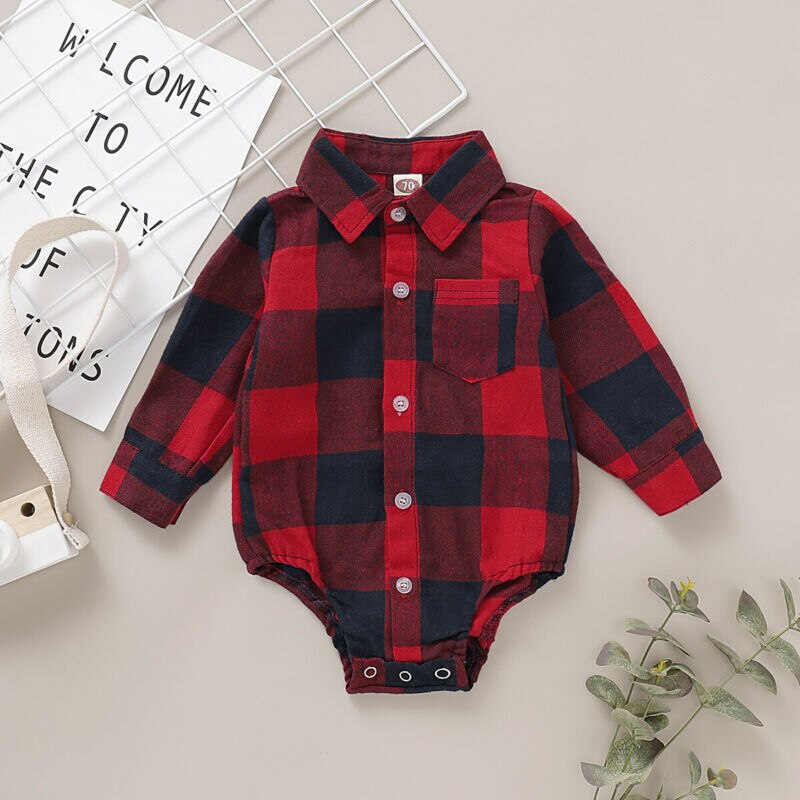 Pasgeboren Baby Jongen Lange Mouw Bodysuits Baby Jongen Plaid Body