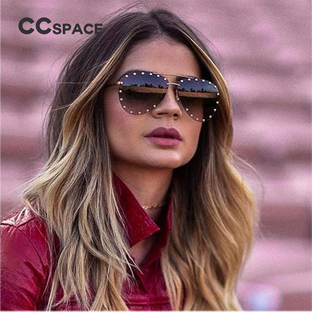46423 Luxury Oversized Pilot Sunglasses Women Big Frame Sun Glasses Eyewear UV400 Retro Brand