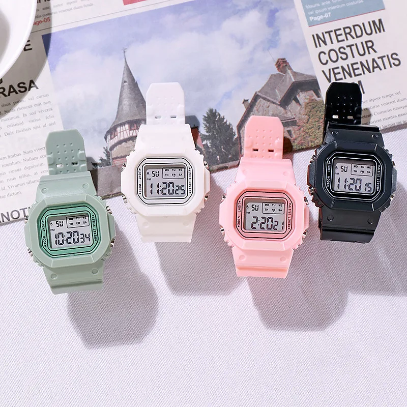 Relojes digitales deportivos a la para hombre, reloj de pulsera LED Simple resistente al agua, reloj electrónico informal de silicona con indicador de fecha y hora
