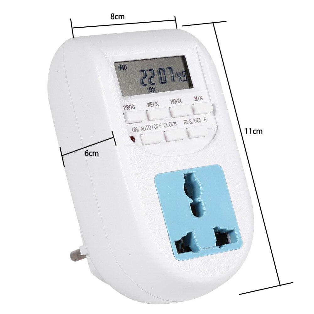 EU Plug Plug-in Programmable Timer Switch Socket 220V Multi-functional LCD Digital Timer Socket Outlet Switch