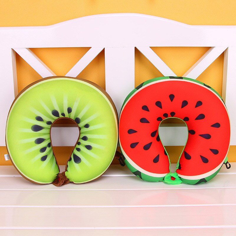 Hazybeauty U Shape Memory Foam Kussen Vliegtuig Fruit Watermeloen Vorm Reizen Vliegtuig Kussen U-vorm Nek Kussens 28x30cm