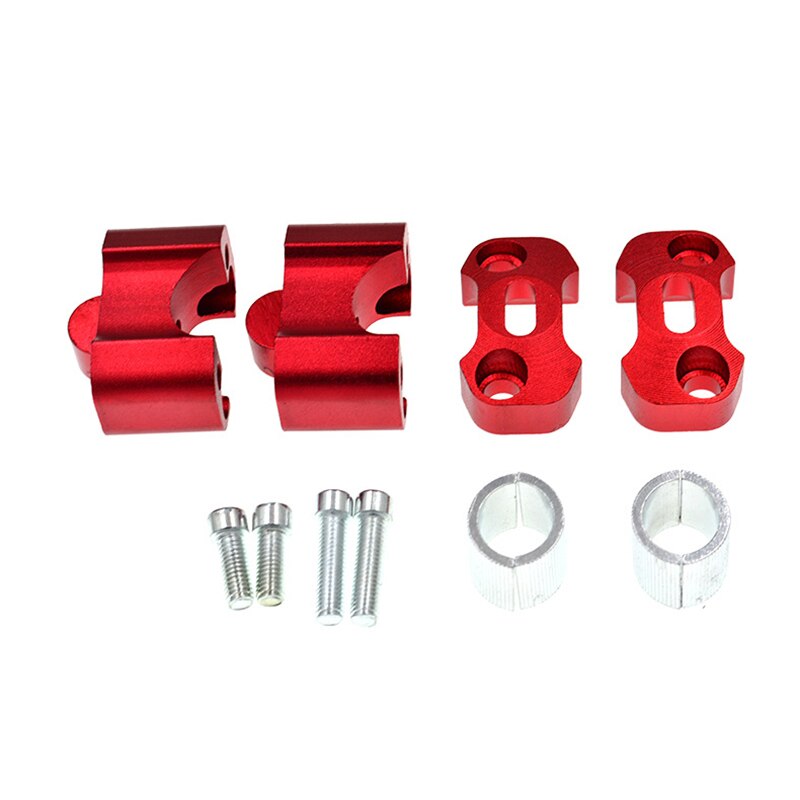 2 Pieces CNC 22mm 28mm Off road Motorcycle Bar Clamps Handlebar risers Adapter for 7/8" 1-1/8 Pit Dirt motorbike: red