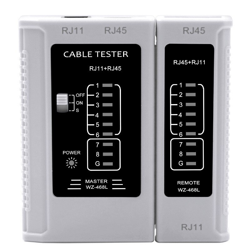 RJ45 RJ11 Cable Lan Tester Network Testing Tools Ethernet LAN Networking Wire Cable Telephone Line Tester Tracker Network Repair: white